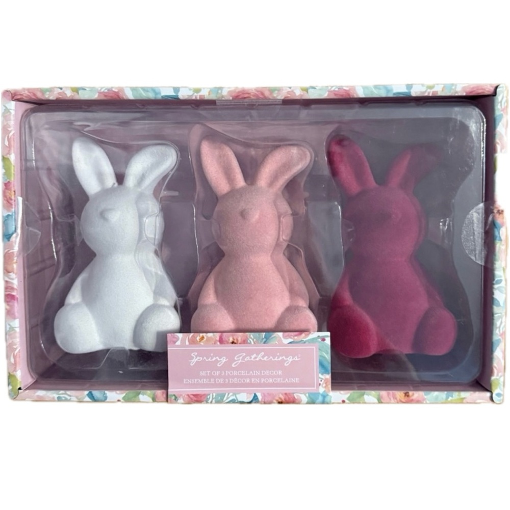 Spring Gatherings Set of 3 Porcelain Easter Bunnies